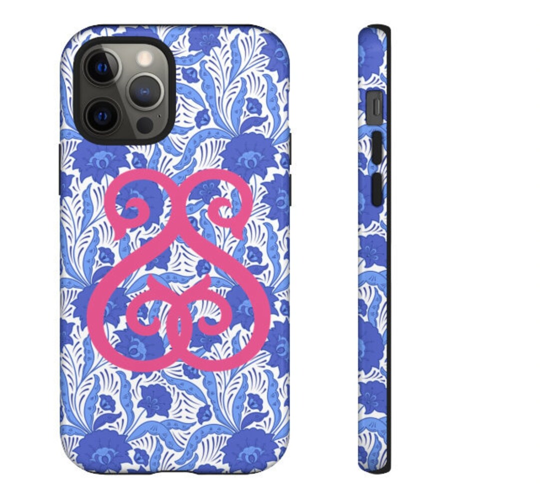 Blue and White Two Letter Monogram Phone Case Floral Etsy