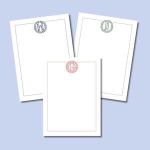 Single Letter Initial Stationery Cards, Medallion Monogram Note Cards, Elegant Professional Thank You Cards, Personalized Flat Note Cards