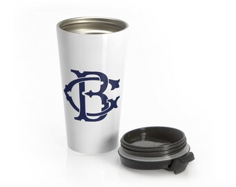 Custom Two Letter Monogram Stainless Steel Travel Mug, Monogram Coffee Mug, Personalized Coffee Travel Cup, Custom Coffee Cup