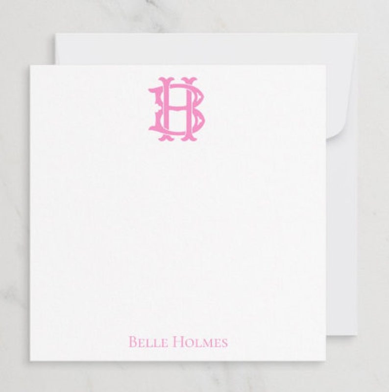 Custom Two Letter Monogram Stationery, Custom Stationery Card ...