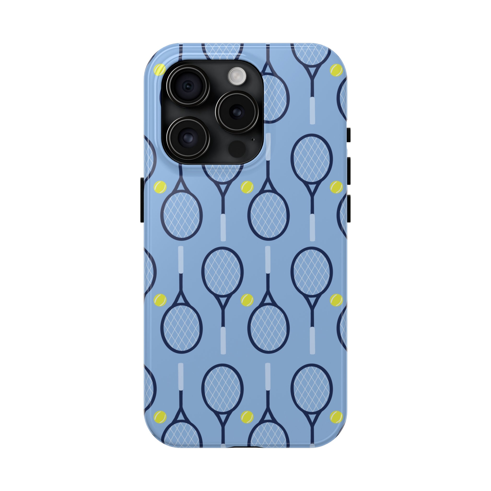 Blue Tennis Racket Monogram Phone Case, Tennis Racket