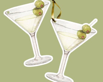 Martini Glass with Olives Gift Tag | Dirty Martini with Olives Hanging Gift Tag | Custom Cut Gift Tag | Stock The Bar | Hostess Gift Tag