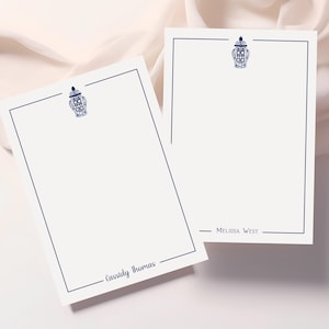 Custom Ginger Jar Stationery, Personalized Chinoiserie Flat Thank You Card, Personalized Grandmillenial Ginger Jar Stationary Card Gift