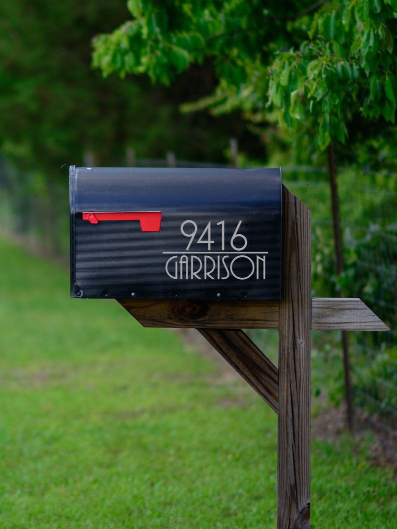 Modern Mailbox Number With Last Name Decal Address Mailbox Etsy