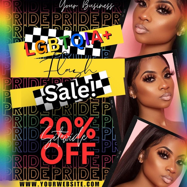 Editable LGBTQIA+ Flyer,Pride Month Sale Pre-Made Flyer Template, D.I.Y. Social Media Flyer, Canva Template, Hair Flyer...