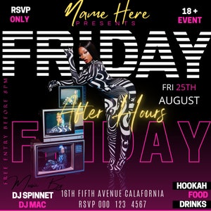Editable Party Club Flyer, Canva Editable, Social Media Flyer, Club Flyer Template Design,Flyer,Birthday Flyer,Premade Flyer