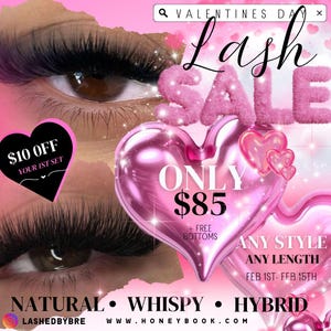 Valentines Day Lash Sale Flyer, DIY Canva Template