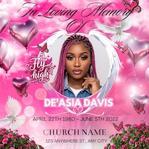 Memorial Funeral Announcement Flyer, Funeral Announcement Template, Funeral Invite Invitation, Rest In Peace Editable Flyer Editable Custom