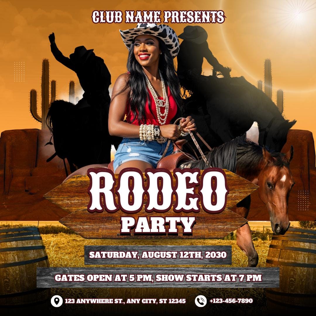 Editable Rodeo Images Editable Rodeo Club Flyer: Western Party Invitation Template - Etsy