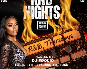 RnB Club Flyer Template: DIY Party Invitation (Canva Editable, Digital Download)