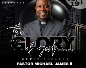 Canva Church Flyer Template: Sunday Service, Bible Study (Digital Download, 1080x1080px)