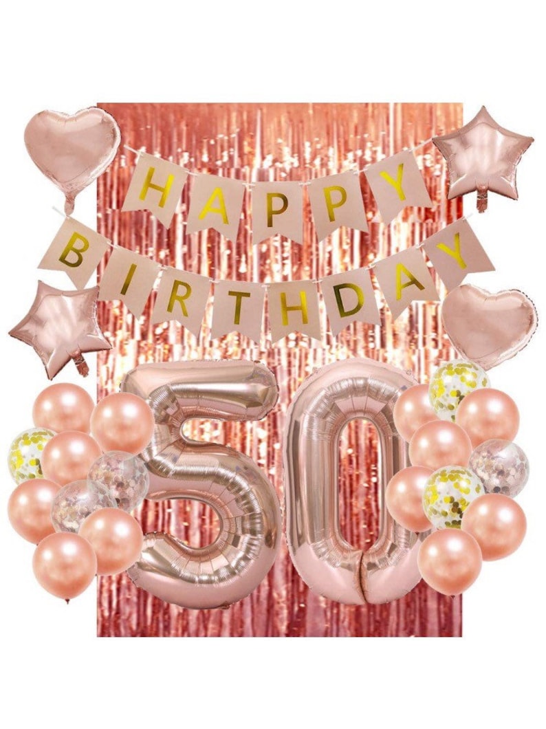 Rose Gold 50th Birthday Decorations Happy 50th Birthday Decorations 50 Party Decorations For Women Men Party Decor Craft Supplies Tools Decorations Decor Tomtherapy Co Il