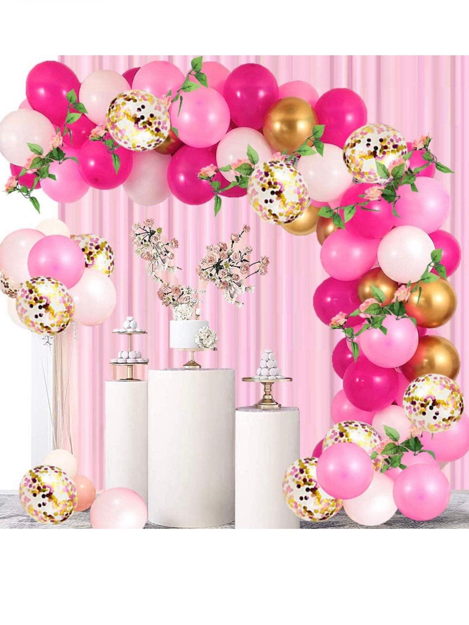 Pink Gold Balloons Garland Kit 120pcs White Metallic Gold and Etsy