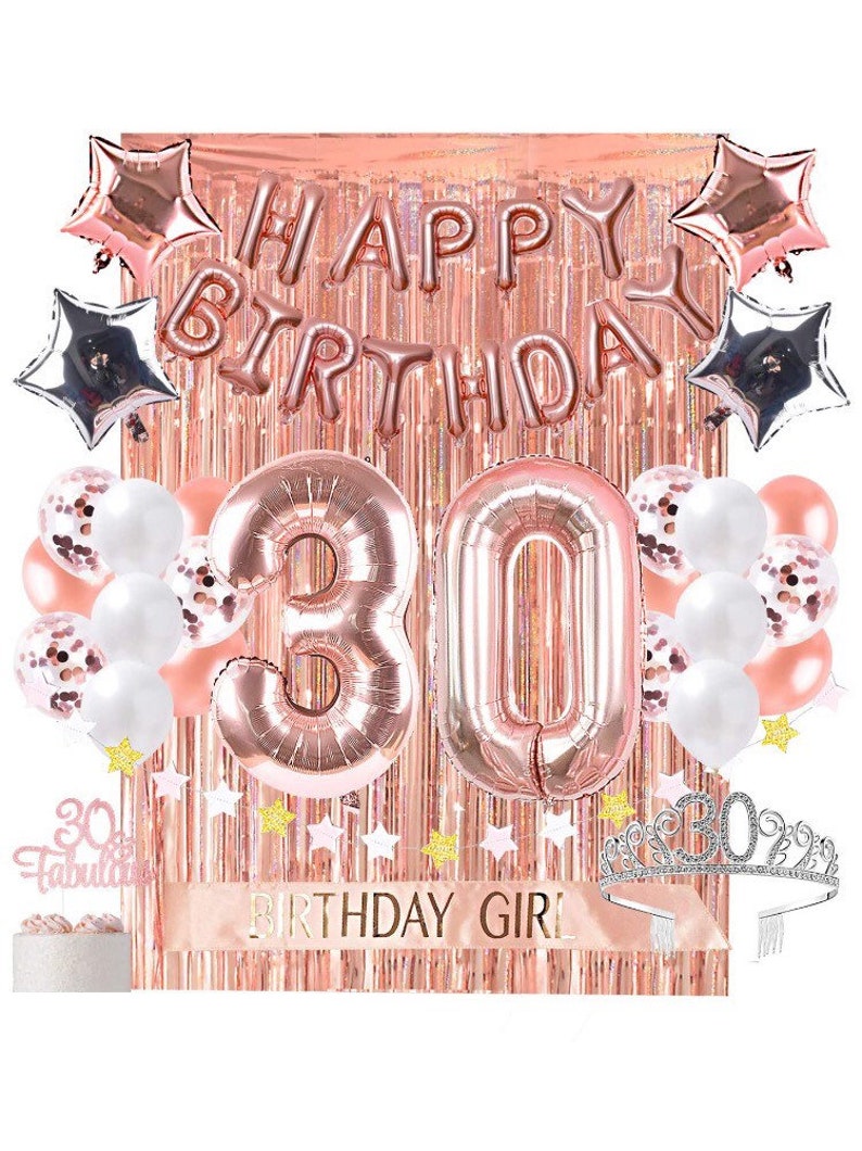 Rose Gold Foil Balloon Set Confetti Bouquet Happy Birthday Party Decor US KY Rose Gold Foil Balloon Set Confetti Bouquet Happy Birthday Party Decor US KY