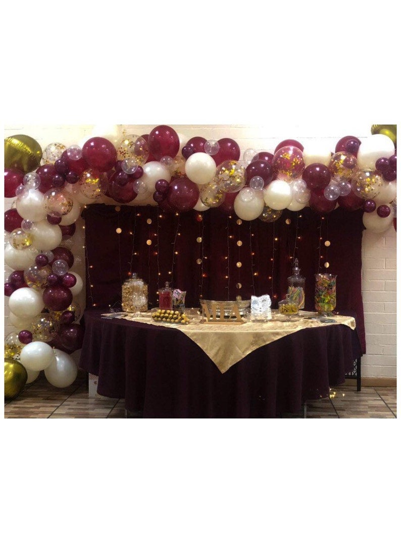 Wine Burgundy Gold Confetti Balloon Garland KitBurgundy Latex Etsy