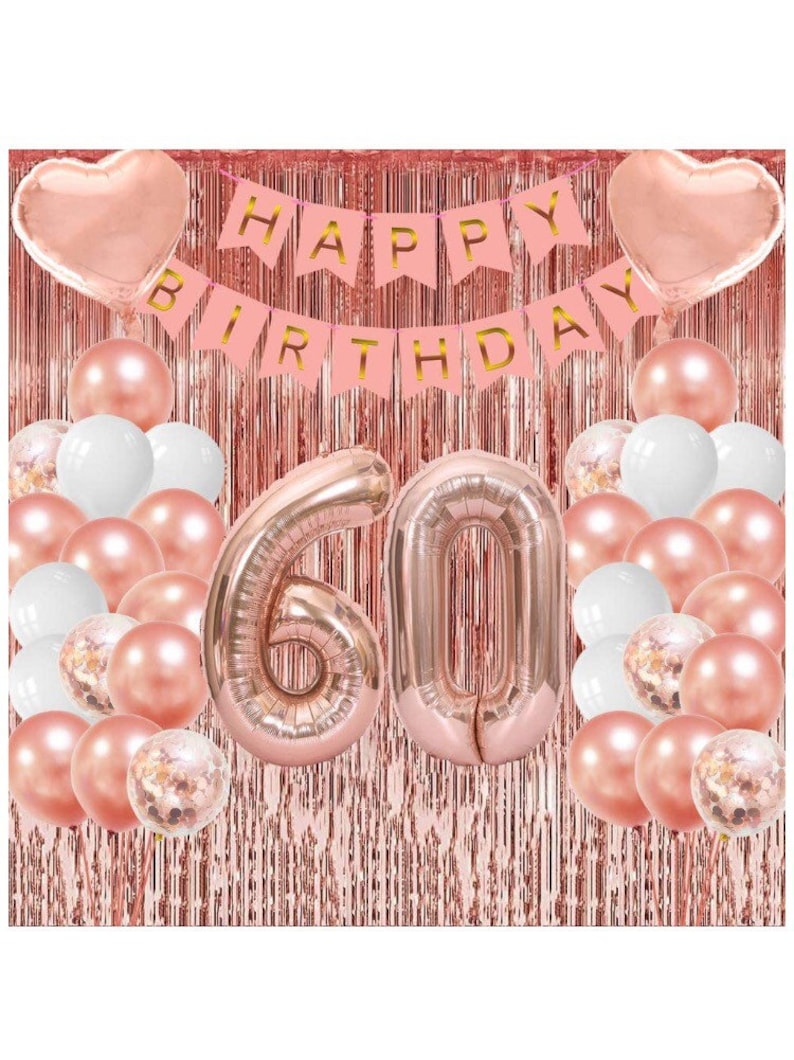 60th Birthday Decorations for Women Rose Gold 60th