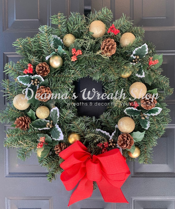 Classic Christmas Evergreen Wreath - Etsy