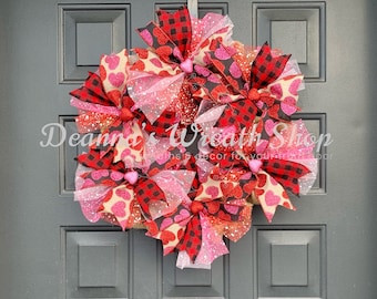 Valentine’s Day Buffalo Plaid and Heart Wreath
