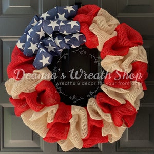 American Flag Wreath | Patriotic Wreath | Americana Wreath | Independence Day Wreath | Red White and Blue | Memorial Day Wreath | Veteran’s