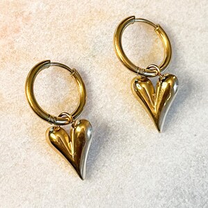 Puffy Heart Huggie Hoop Earrings • Minimalist Romantic Jewelry • 2-in-1 Removable Hoops