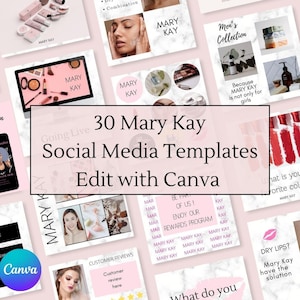 30 Mary Kay Beauty Consultant Social Media Canva Template, Editable mockups for Instagram, Facebook, MK Digital Download