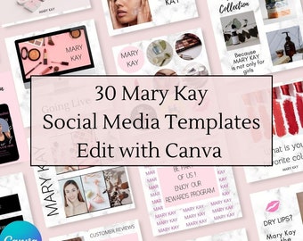 30 Mary Kay Beauty Consultant Social Media Canva Template, Editable mockups for Instagram, Facebook, MK Digital Download