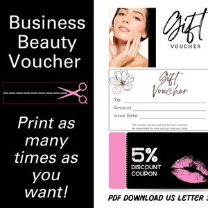 4 schoonheidscadeaubonnen/-vouchers om af te drukken als pdf, schoonheidssalon, visagist en spabedrijf