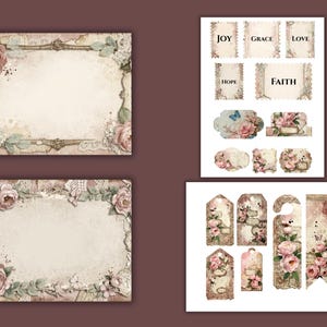 Faith Bible Scripture Junk Journal Kit 45 Pages Printable Christian, Vintage, Floral Scrapbook Kit Digital Download Religious Journal Pages image 6