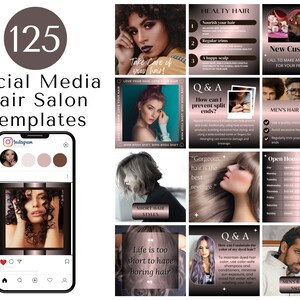 125 Instagram Hairstylists, Beauty Salon, Hairdresser Businesses, Hair Salon, Canva Template, Ready to Use, Instant Download, Social Media