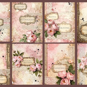 Faith Bible Scripture Junk Journal Kit 45 Pages Printable Christian, Vintage, Floral Scrapbook Kit Digital Download Religious Journal Pages image 4
