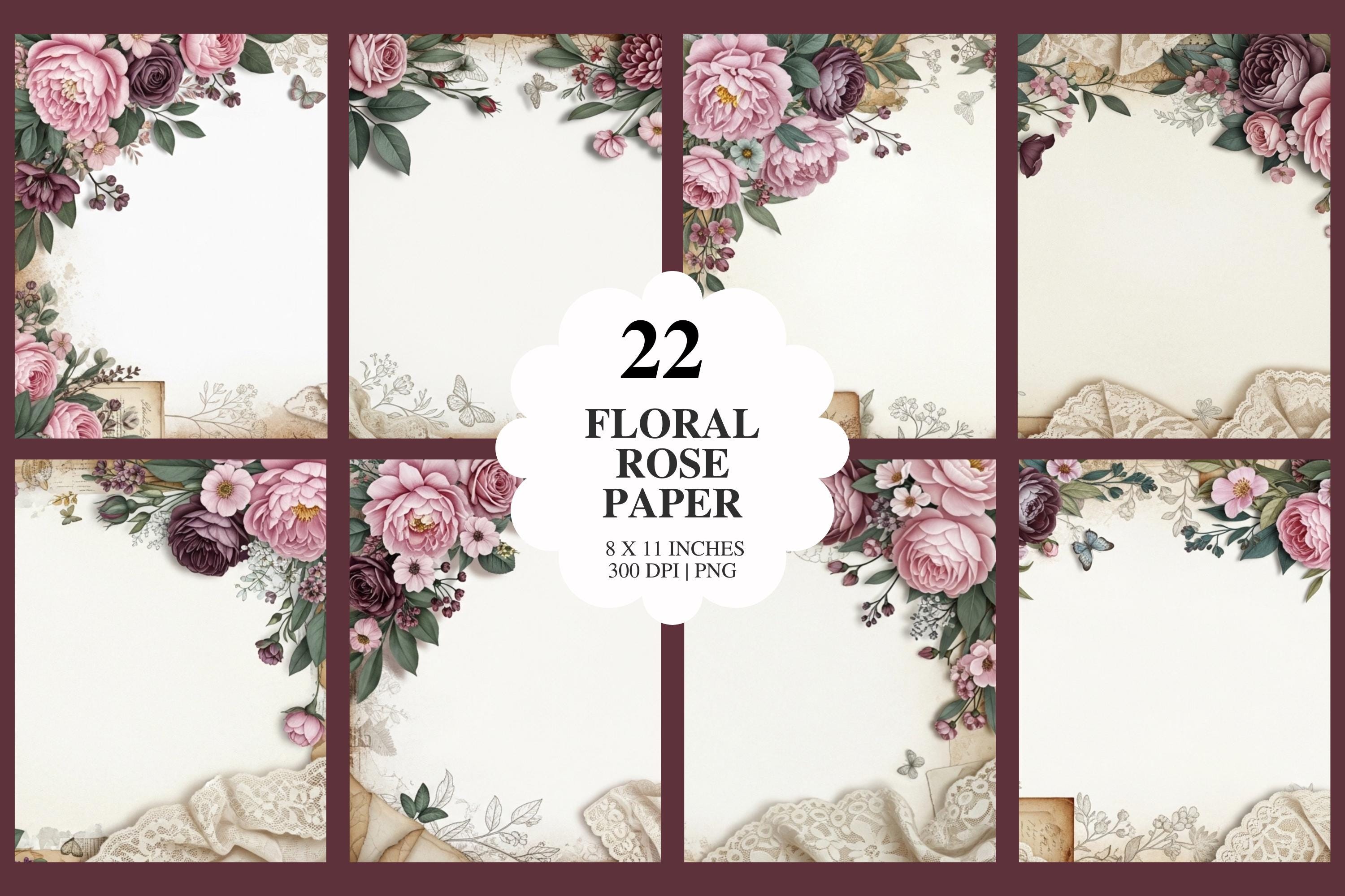 Shabby Chic Floral Rose Digital Paper Bundle | 30 Printable Junk ...