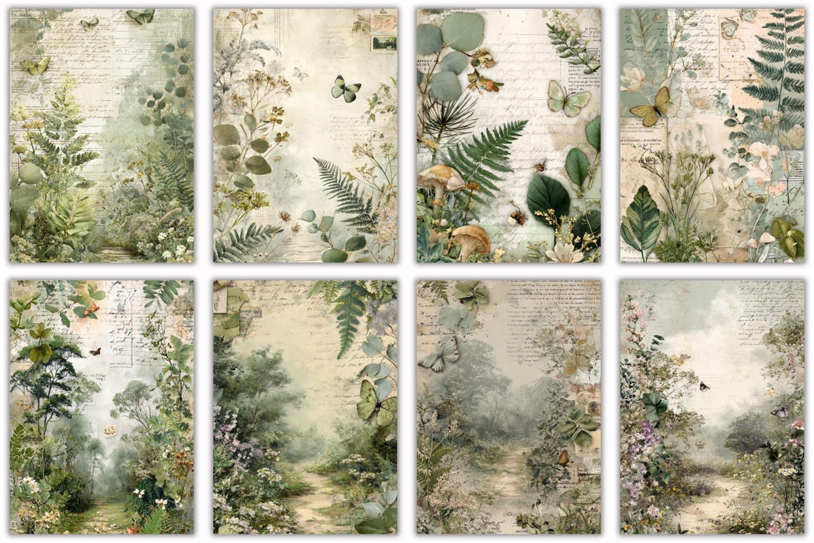 Shabby Chic Digital Paper Bundle 55 Pages | Vintage Floral Junk Journal ...