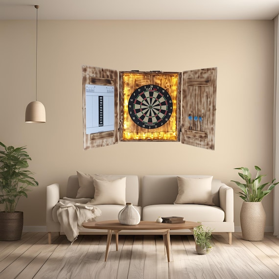LEKEFETO Supporto Per Freccette In Legno Da Parete Per 12 Freccette - Espositore E Porta Freccette Di Alta Qualità, Dimensioni 40x10x1,5 Cm, Colore Legno Naturale Con Viti