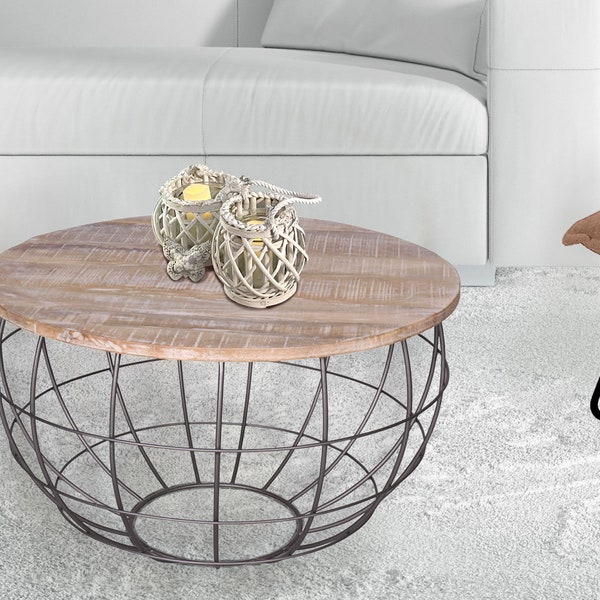 Coffee table ø 55 cm living room table round side table sustainable London metal wire frame grid