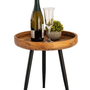 Side table wood round ø 40 or 50cm Coffee table living room table Vancouver metal feet black matt