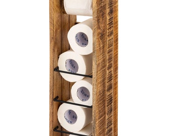 Toilettenpapierhalter Holz 17x17cm Klopapierhalter Klorollenhalter aus quadratisch Mangoholz massiv