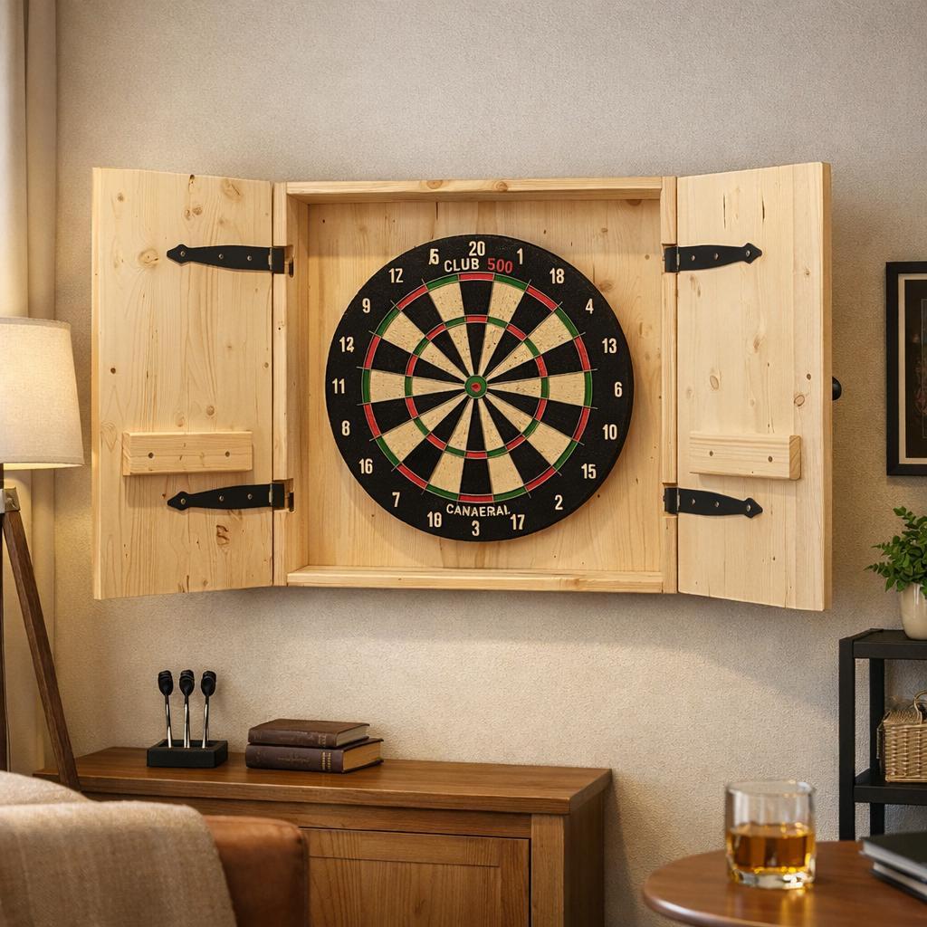 Luxury Solid Wood Dartboard Cabinet – Handmade Dart Board Wall