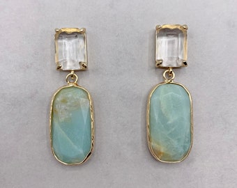 Amazonite Earrings - Crystal Earrings - Dangle Earrings - Statement Earrings - Gemstone  Jewelry - Semi Precious Stones - Earrings