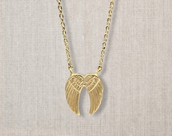 Angel Wing Necklace - Protection Necklace - Inspirational Jewelry - Gold Plated Necklace - Angel Necklace - Gift