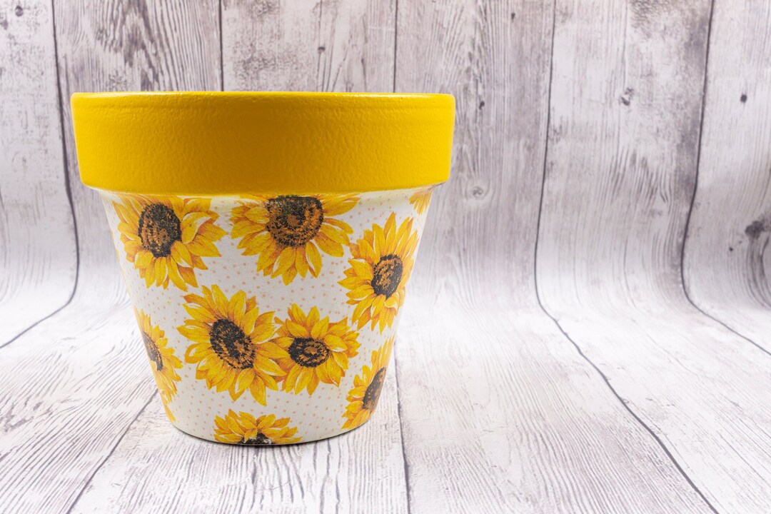 Pot Planter. Sunflower Pot Sunflower Flower Pot. Clay Pot Etsy