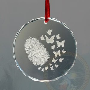 Lost of a parent, Butterfly Memorial Ornament, Butterflies Memorial, Mom Memorial Ornament, fingerprint, Butterfly Remembrance, Grieving