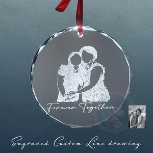 Personalized Memorial Crystal Ornament: Engraved Line Drawing, Sympathy Gift