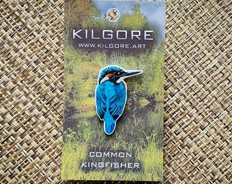 Common Kingfisher - Resin Coated Polystyrene Pin - 100% Handmade Bird Pin