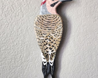 Northern Flicker - Wooden Wall Art, Handmade, Painted Bird on Wood, Woodpecker, Yellow Shafted Northern Flicker