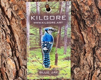 Blue Jay - Resin Coated Polystyrene Pin - 100% Handmade Bird Pin