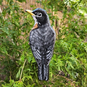 American Robin - Wooden Wall Art, Handmade, Painted Bird on Wood