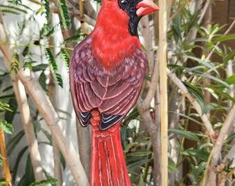 Cardinal - Wooden Wall Art, Handmade, Painted Bird on Wood