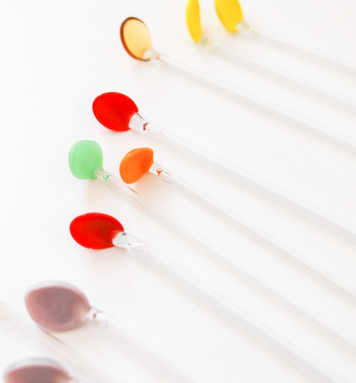 Vintage Glass Drink Stirrers Set of 10 Multicolored Bar Etsy