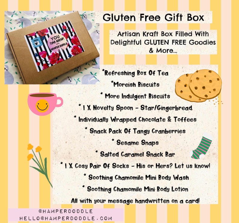 Gluten Free Food Hamper, Gluten Free Gift, Food Gift, Gluten Free Hamper Basket, Coeliac Friendly Hamper, Birthday, Get Well Soon, Thank You 1 Spoon 1 Socks