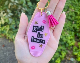Llavero de Mean Girls Motel / Llavero retro rosa con borla